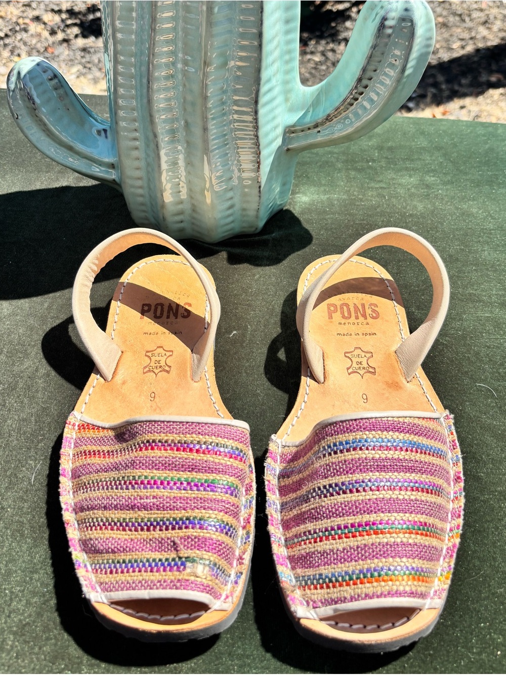 PONS Multicolor Striped Women’s Espadrilles - Pink/Tan